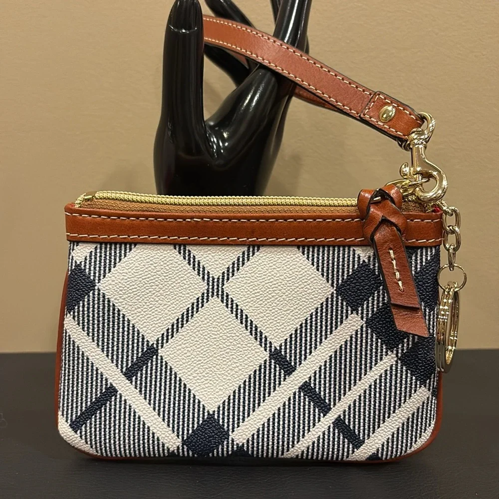 Dooney & Bourke Tartan Plaid Wristlet with Leather Trim - Picture 2 of 3